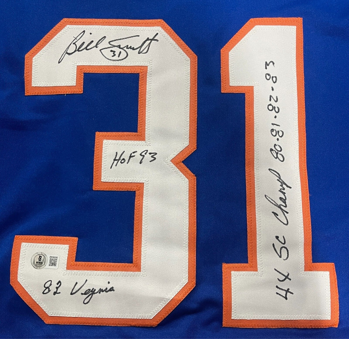 Billy Smith Signed New York Islanders Custom Jersey w/ 3 Insc Beckett W BAS COA