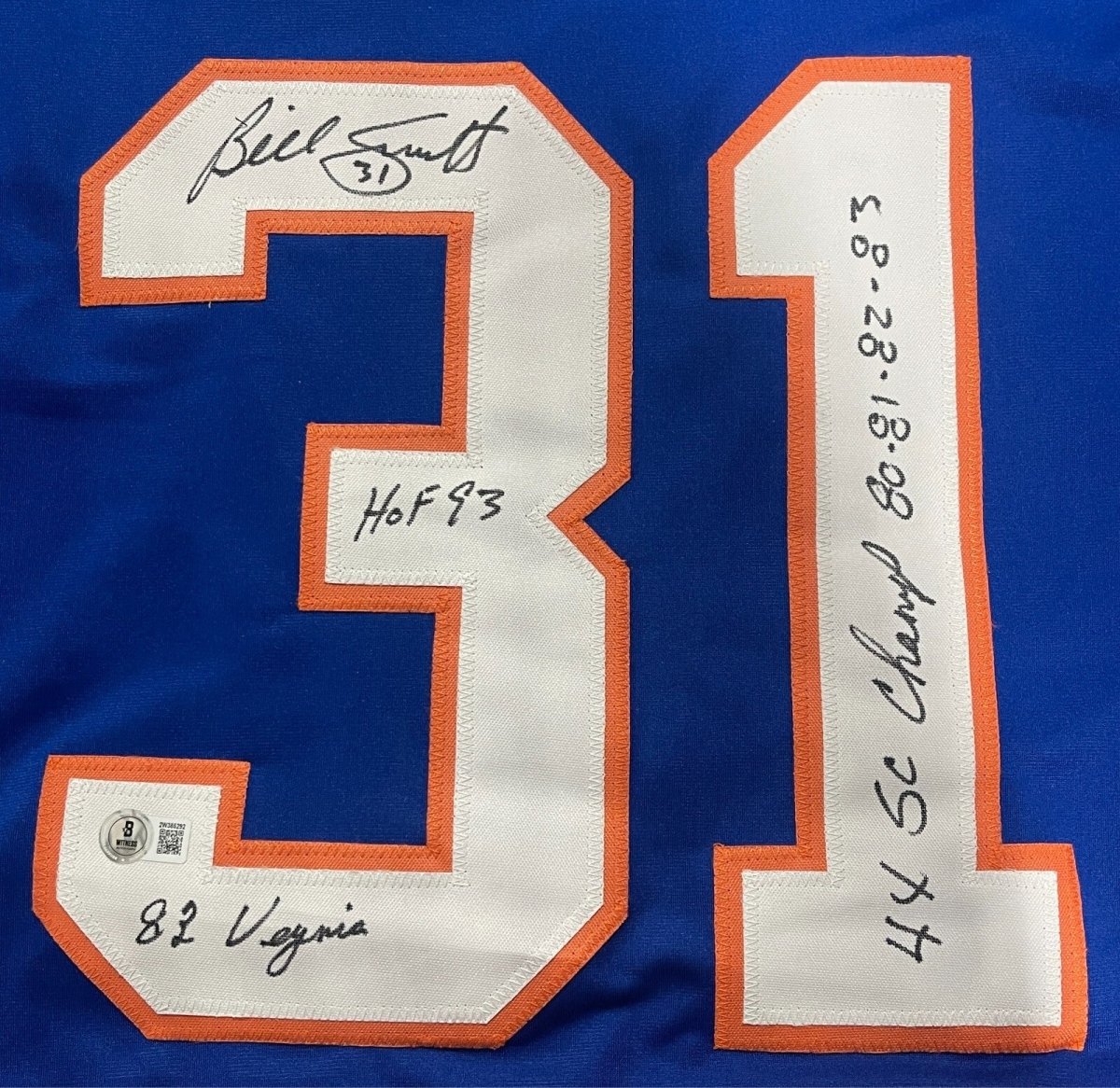 Billy Smith Signed New York Islanders Custom Jersey w/ 3 Insc Beckett W BAS COA