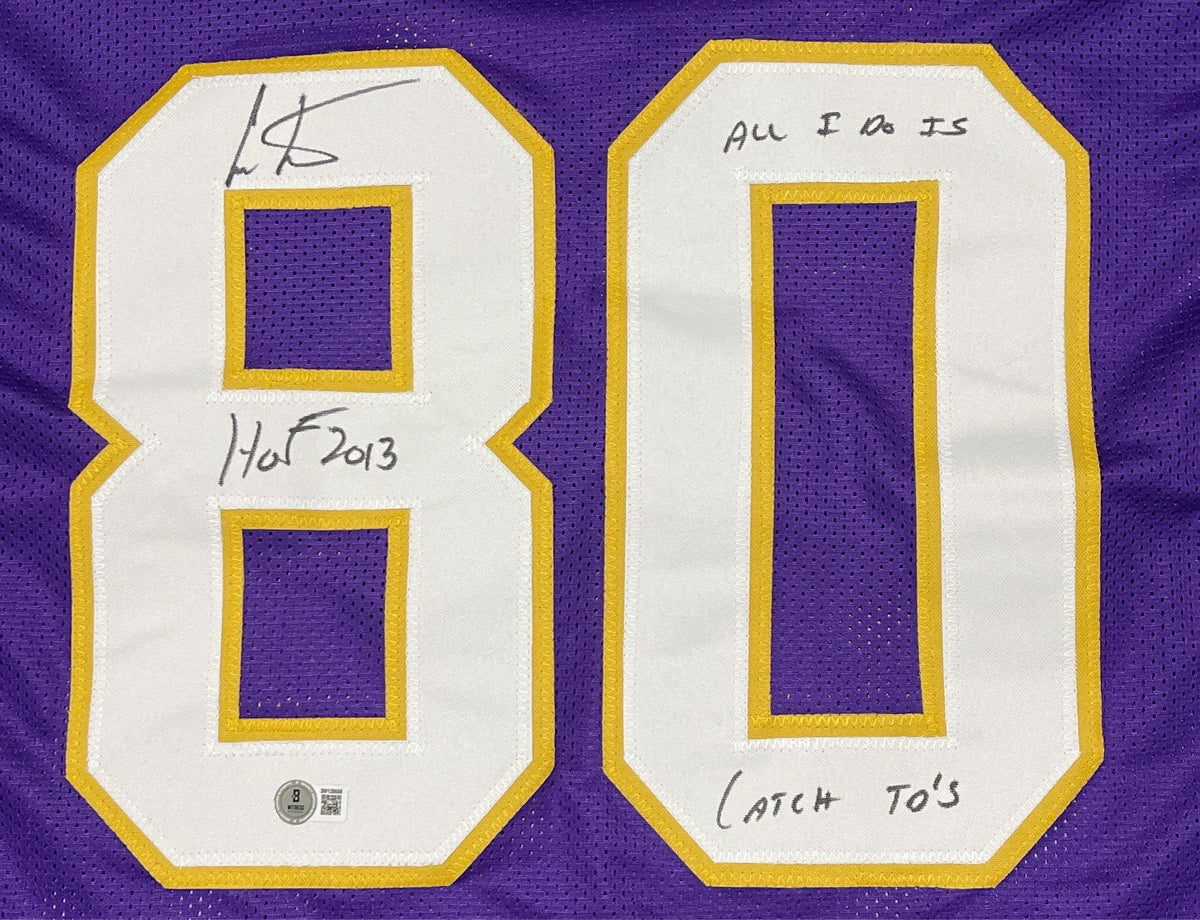 Cris Carter Signed Minnesota Vikings Custom Jersey w/ 2 Insc Beckett Wit BAS COA