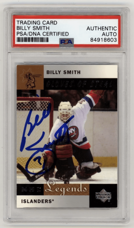 Billy Smith 2001-02 Upper Deck Legends #87 Signed PSA Authentic Auto Islanders