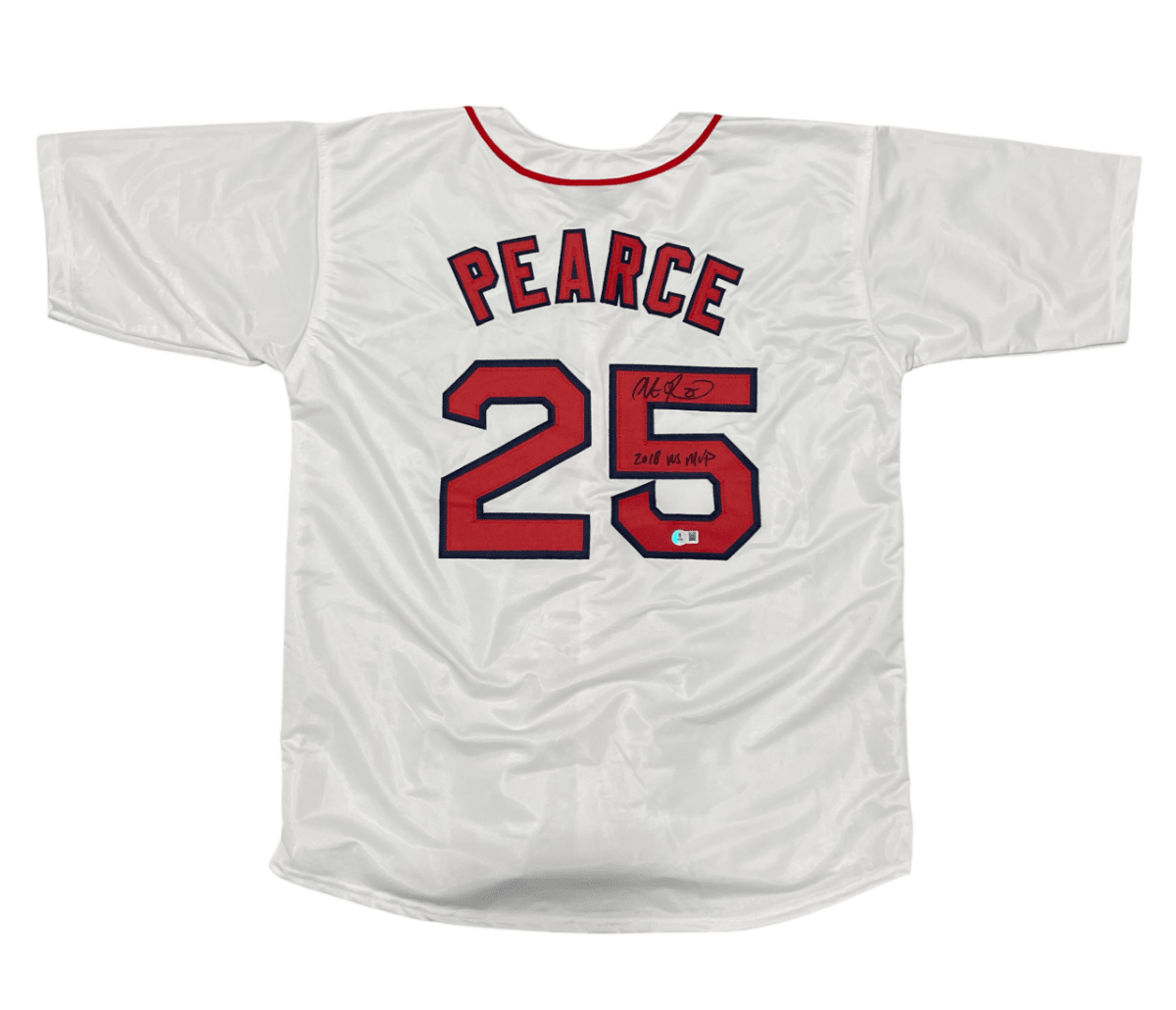 Steve Pearce Signed Boston Red Sox Custom Jersey w 2018 WS MVP Beckett W BAS COA