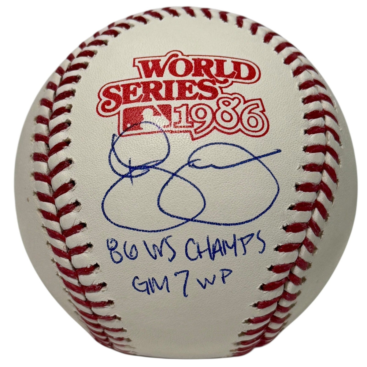 Roger McDowell Signed 1986 World Series Baseball w/ WS Champs GM 7 WP JSA W COA