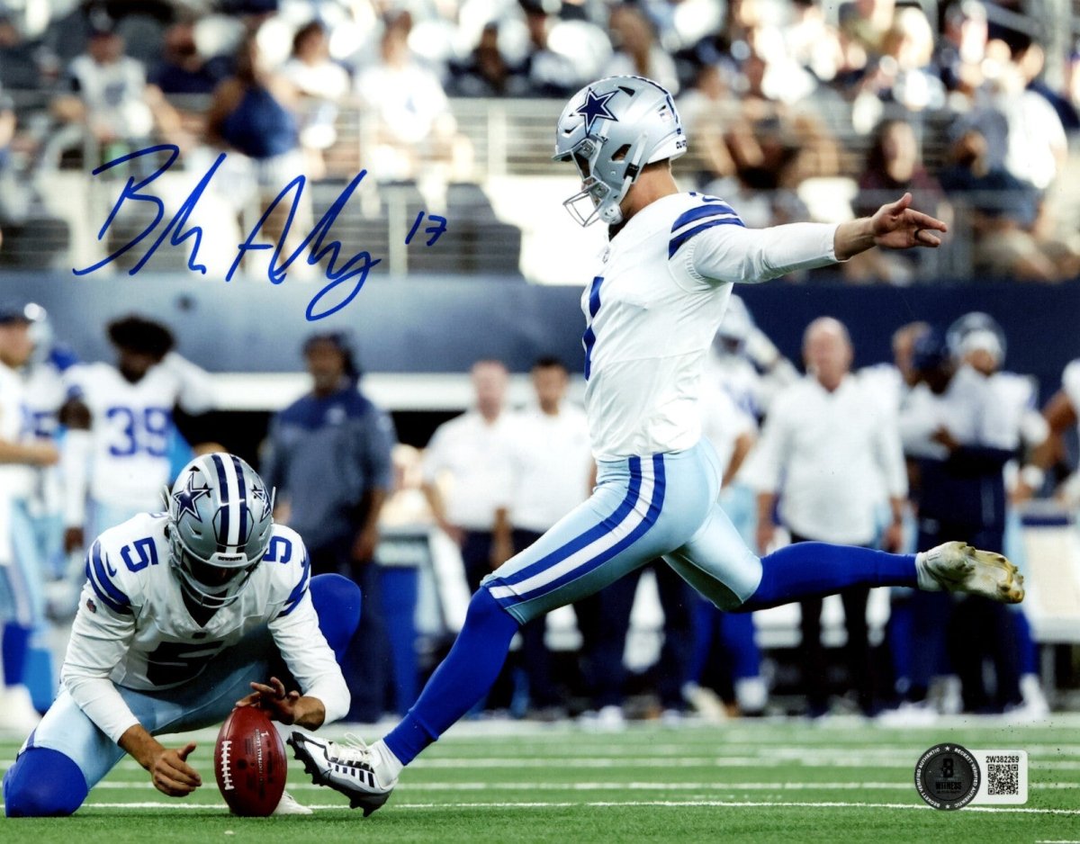 Brandon Aubrey Signed Dallas Cowboys 8x10 Photo Beckett Witness BAS COA #4