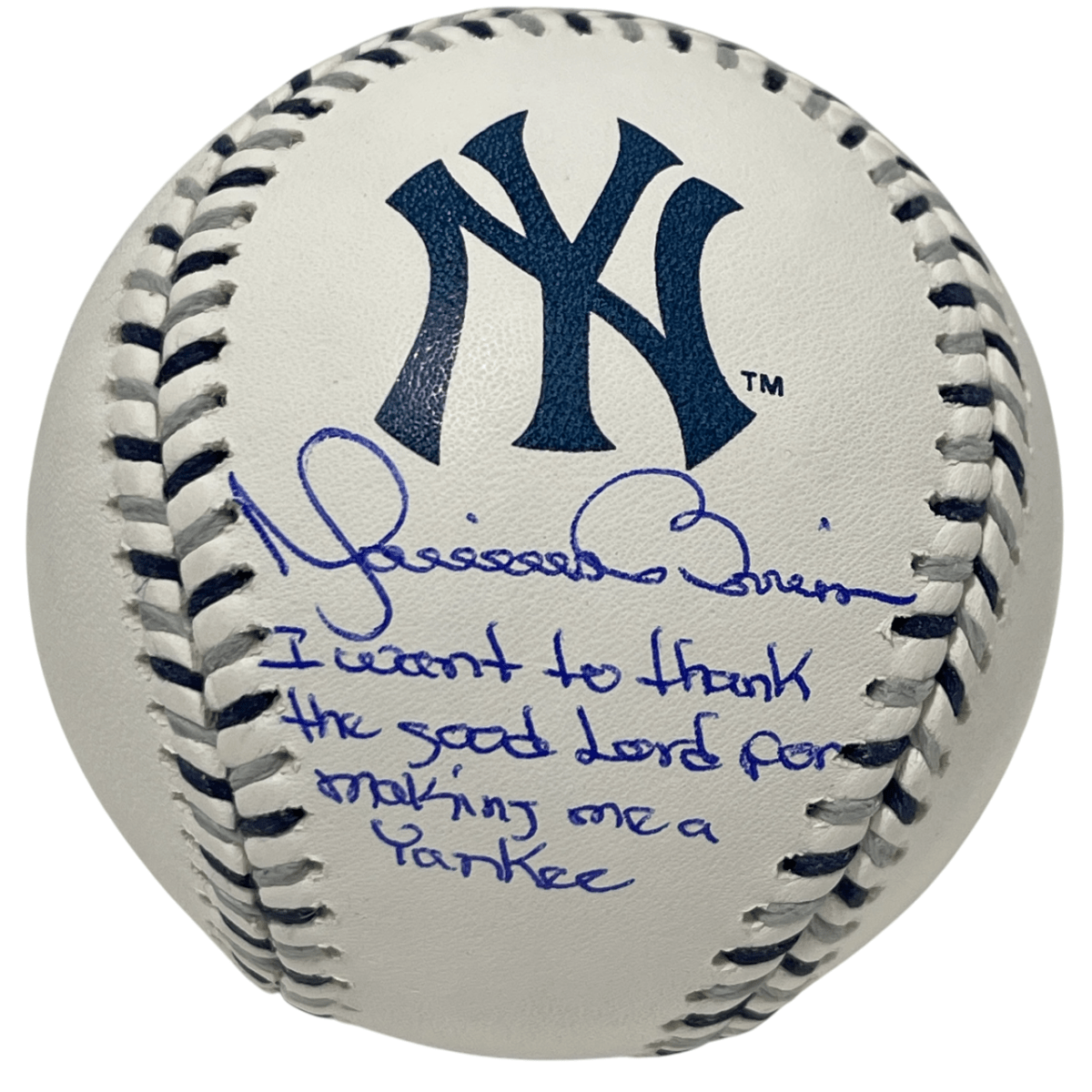 Mariano Rivera Signed Yankees Logo Baseball w/ Thank Lord Insc Beckett W BAS COA