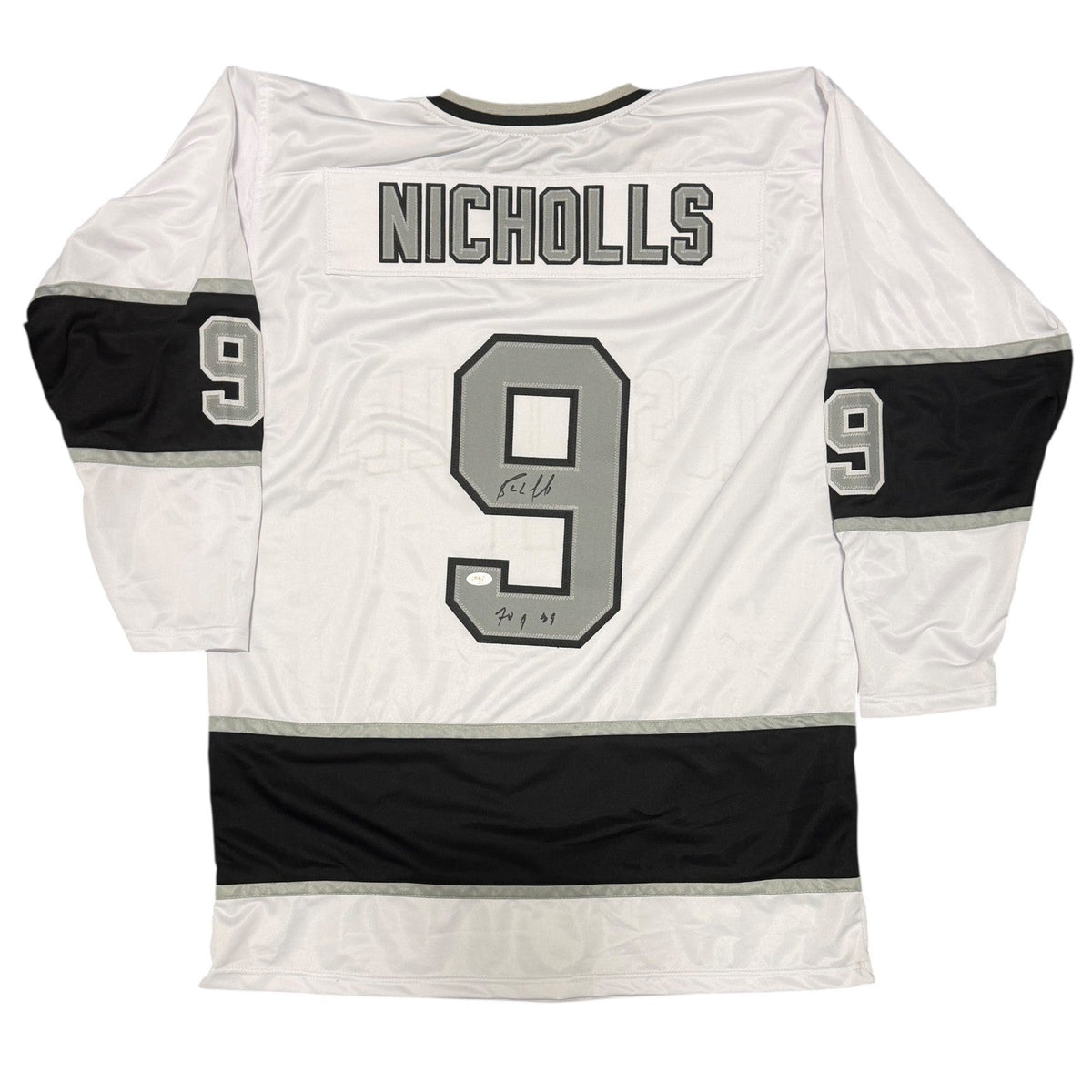 Bernie Nicholls Signed LA Kings White Custom Jersey w/ 70 Goals 89 JSA Wit. COA