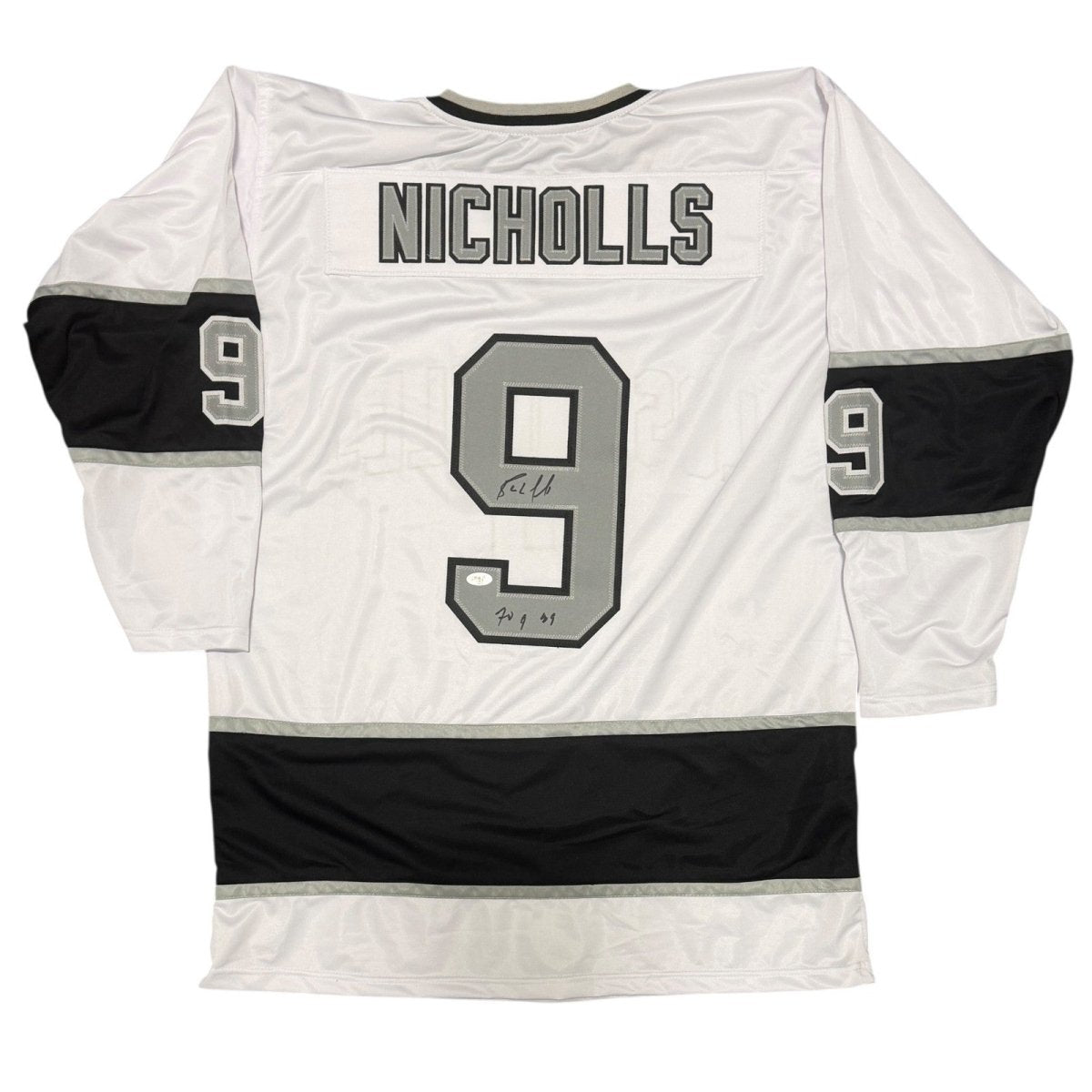 Bernie Nicholls Signed LA Kings White Custom Jersey w/ 70 Goals 89 JSA Wit. COA