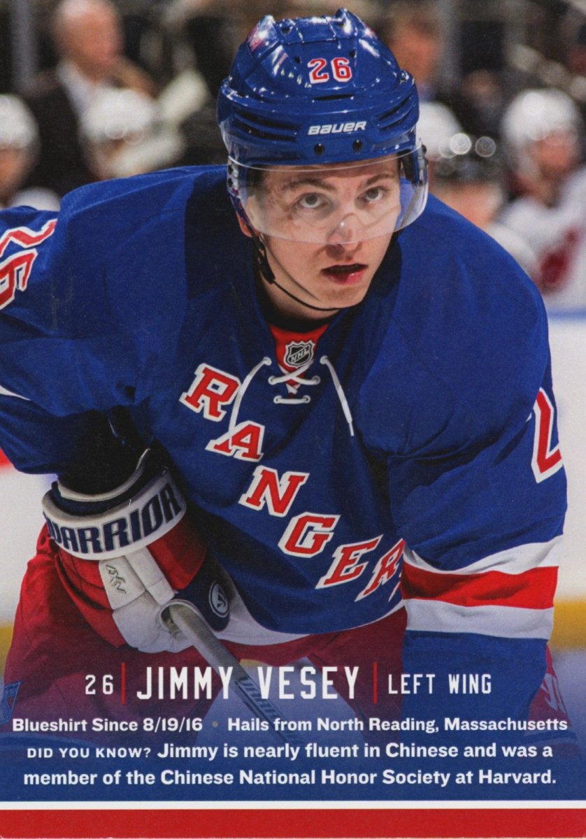 Jimmy Vesey Signed Autographed New York Rangers Photo Card NY Rangers COA