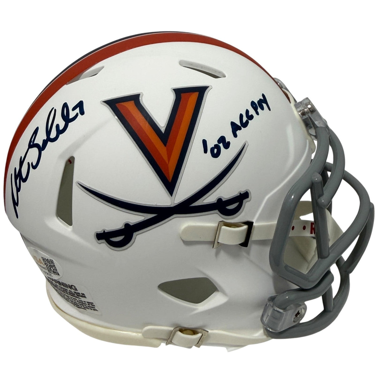 Matt Schaub Signed Virginia Cavaliers Mini Helmet w/ 02 ACC POY JSA Witness COA