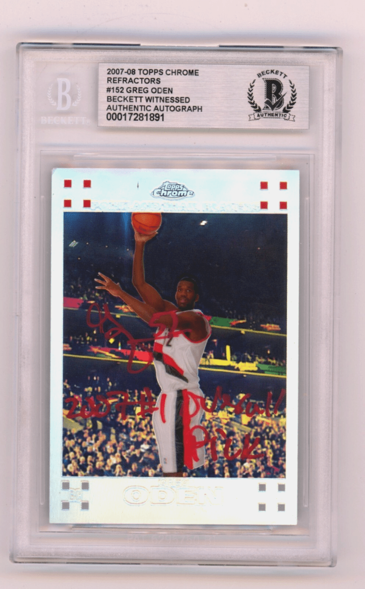 Greg Oden 2007-08 Topps Chrome Refractor #/1499 RC Signed w #1 Pick BGS BAS Auto