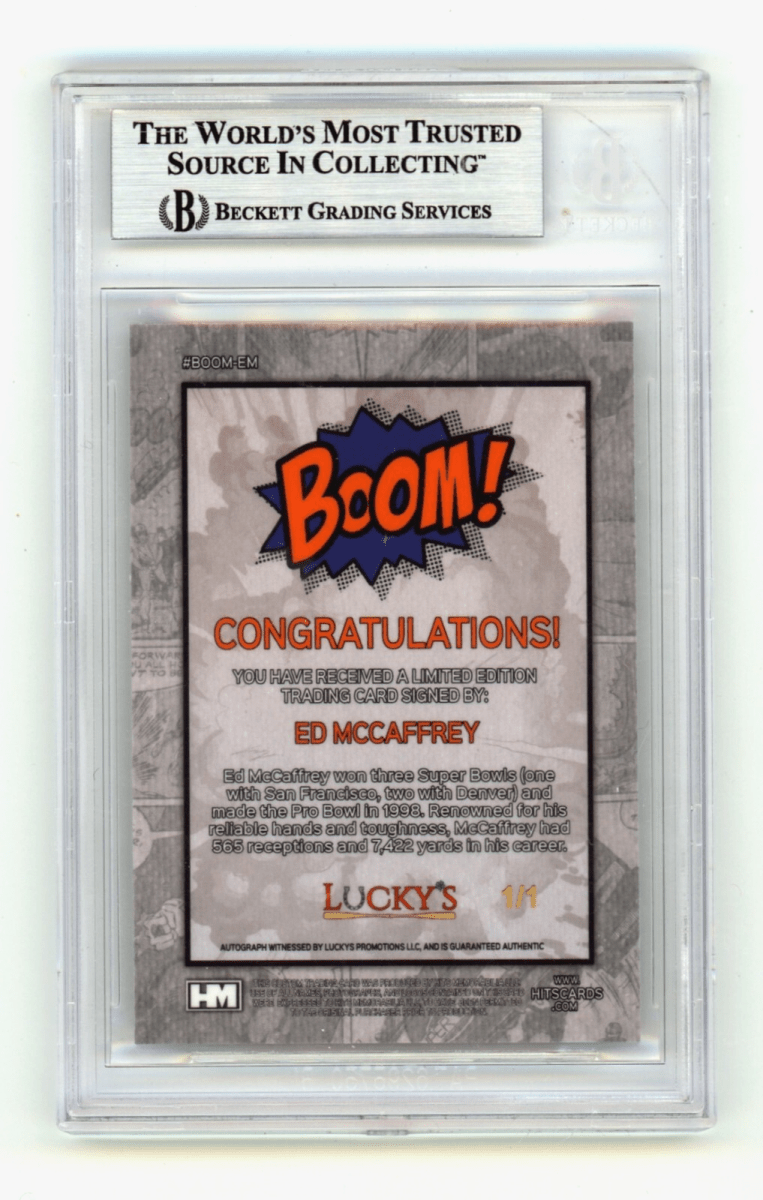 Ed McCaffrey 2024 Hits Memorabilia BOOM Super 1/1 Signed BGS BAS Auto Denver