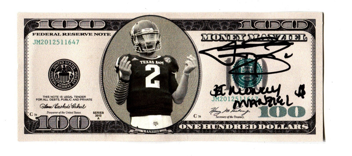 Johnny Manziel Signed Auto Custom $100 Bill "Money" Insc Beckett Witness BAS COA