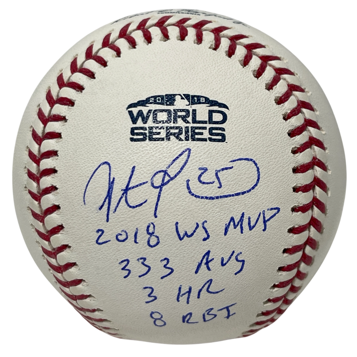Steve Pearce Signed 2018 World Series Baseball WS MVP + Stats Beckett W BAS COA