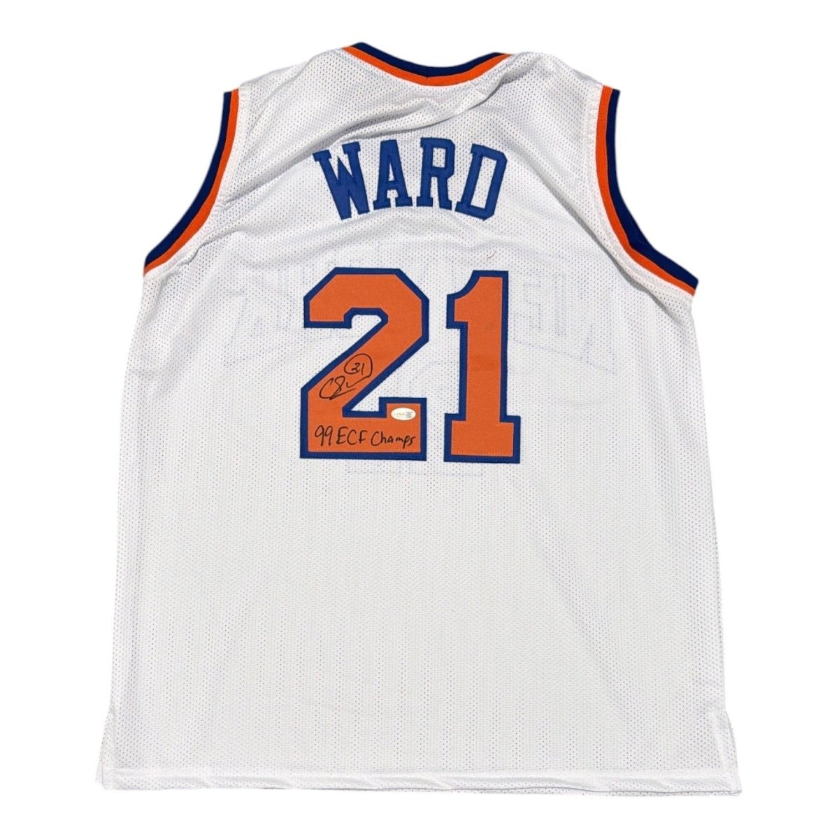 Charlie Ward Signed New York Knicks Custom Jersey w/ 99 ECF Champs JSA Wit COA