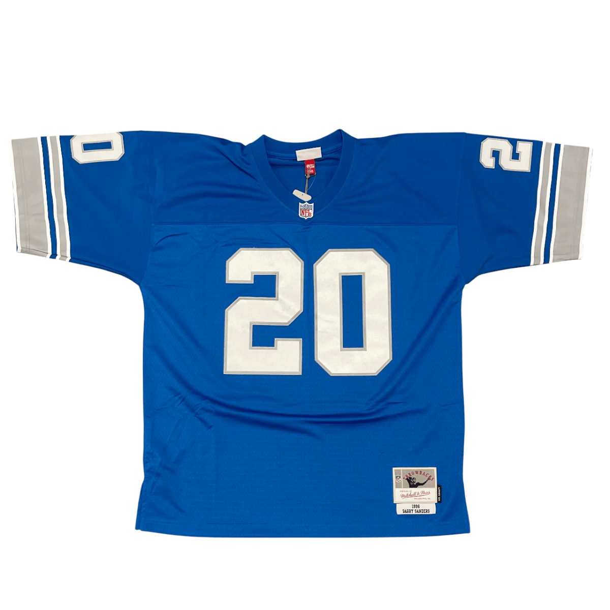 Barry Sanders Signed Detroit Lions Mitchell &amp; Ness M&amp;N Jersey BAS COA + SCHWARTZ