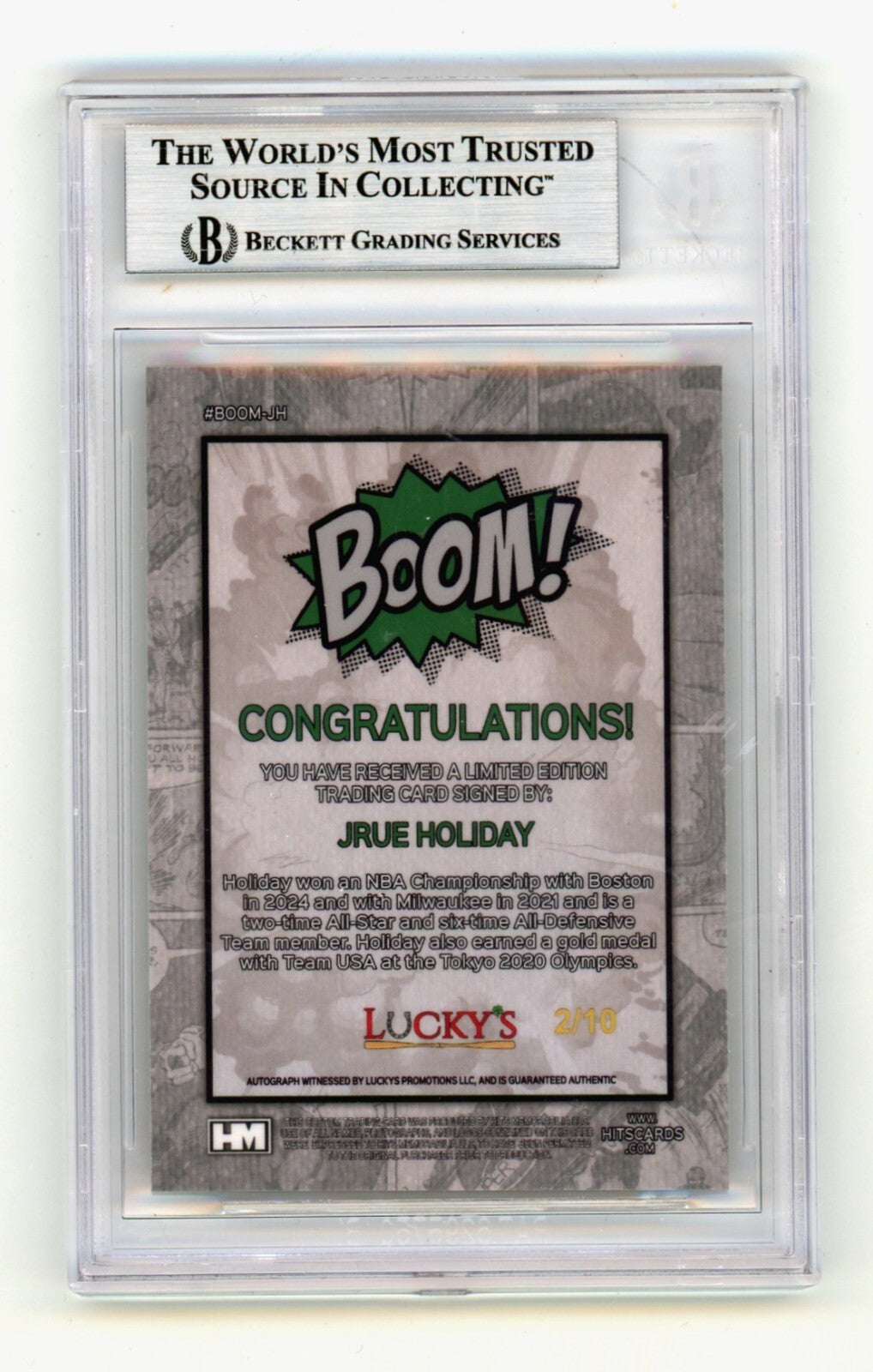 Jrue Holiday 2024 Hits Memorabilia BOOM Gold /10 Signed BGS BAS Auto Boston