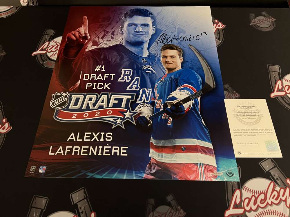 Alexis Lafreniere Signed 20x24 Photo Draft Day Upper Deck UDA COA NY Rangers