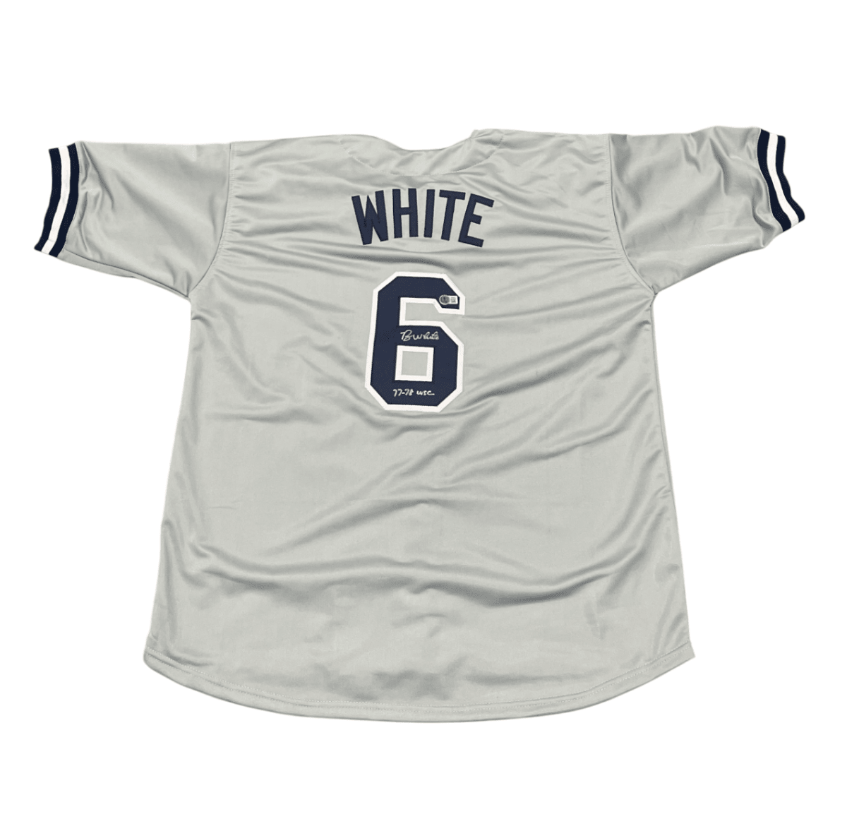 Roy White Signed New York Yankees Custom Jersey w/ 77-78 WSC Beckett Wit BAS COA