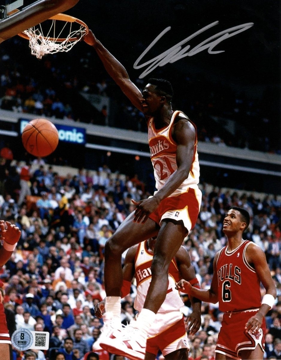 Dominique Wilkins Signed Atlanta Hawks 8x10 Photo Beckett Witness BAS COA #1