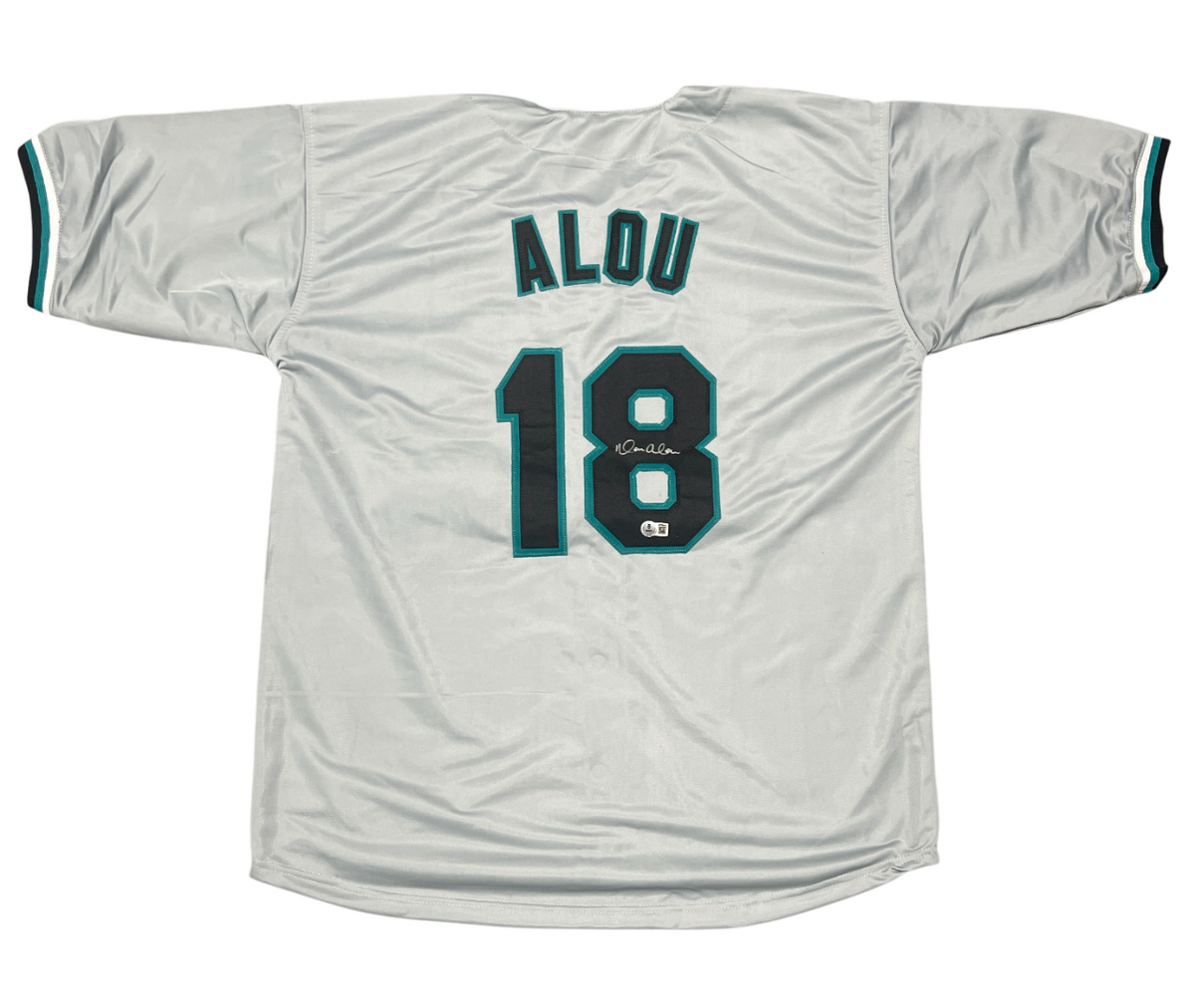 Moises Alou Signed Florida Marlins Custom Grey Jersey Beckett Witness BAS COA