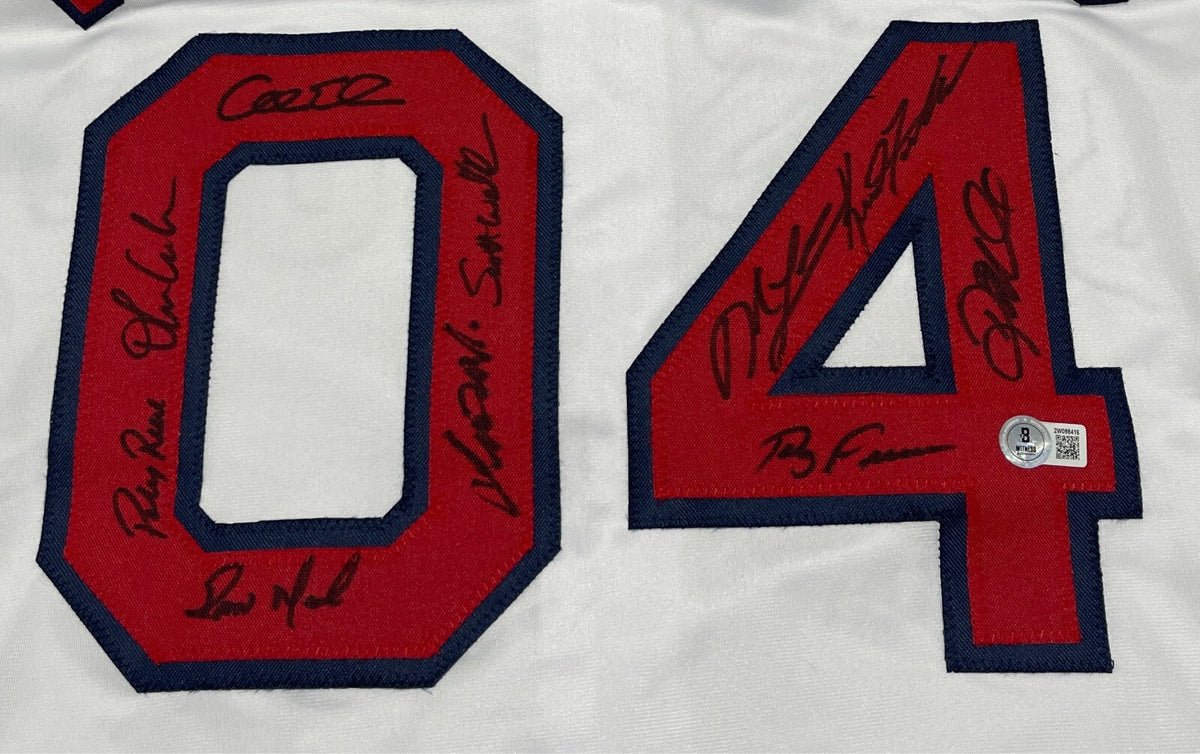 2004 Boston Red Sox Team Signed Custom Jersey w/ 10 Sigs Beckett Witness BAS COA