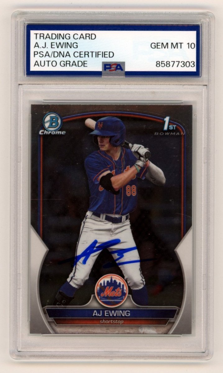 AJ Ewing 2023 Bowman Chrome 1st Signed Autograph Rookie RC PSA 10 Auto NY Mets