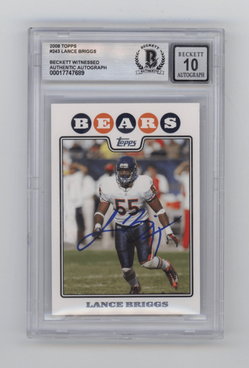 Lance Briggs 2008 Topps #243 Signed Beckett BGS 10 Auto Chicago Bears
