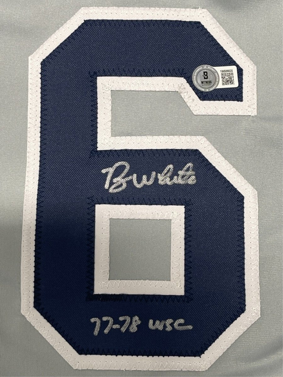 Roy White Signed New York Yankees Custom Jersey w/ 77-78 WSC Beckett Wit BAS COA