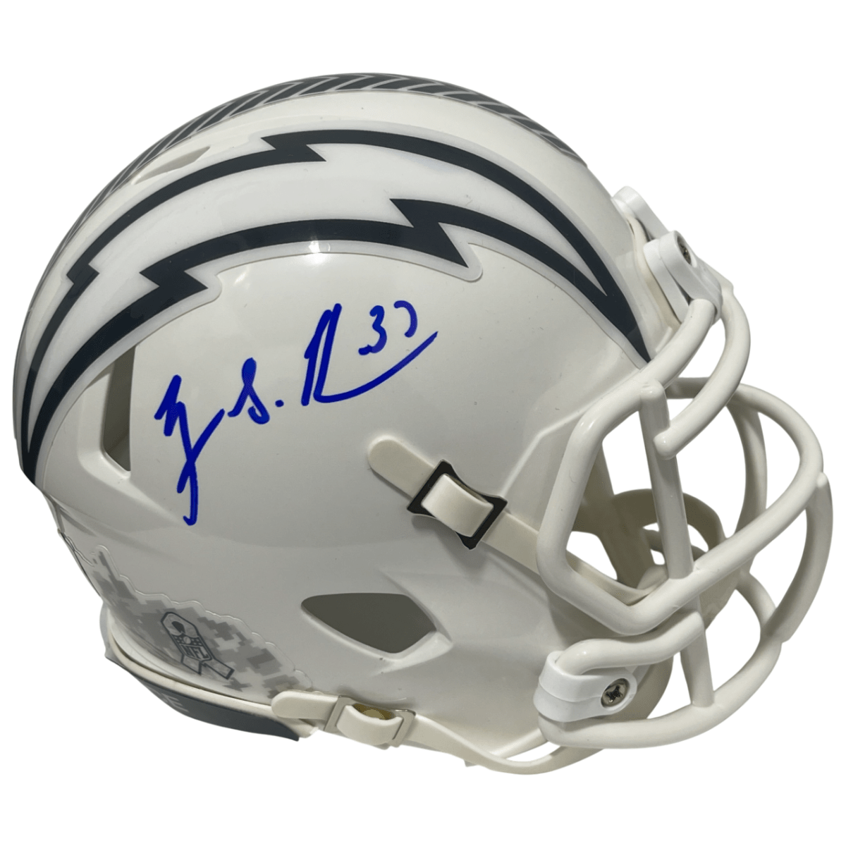 Rodney Harrison Signed Chargers Salute 24 Mini Helmet Beckett Witness BAS COA