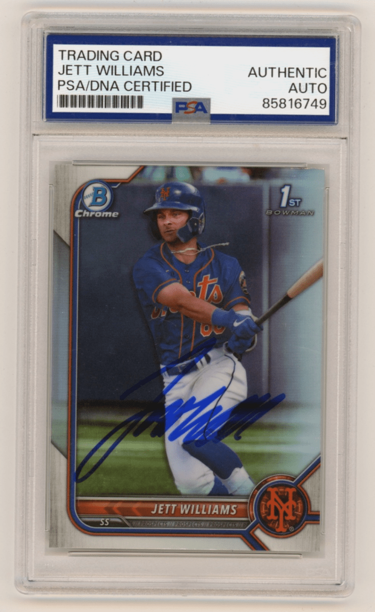 Jett Williams 2022 Bowman Chrome 1st Refractor Signed Auto RC PSA Authentic Auto