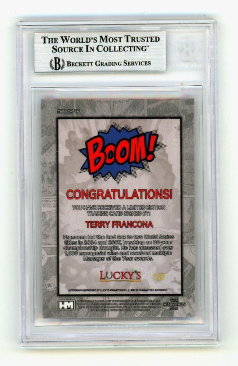 Terry Francona 2024 Hits Memorabilia BOOM Red /5 Signed BGS BAS Auto Red Sox