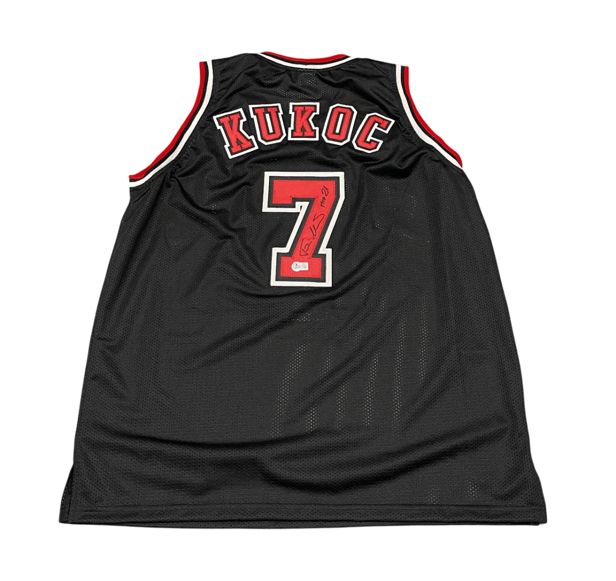 Toni Kukoc Signed Chicago Bulls Custom Jersey w/ HOF 21 Beckett Wit BAS COA