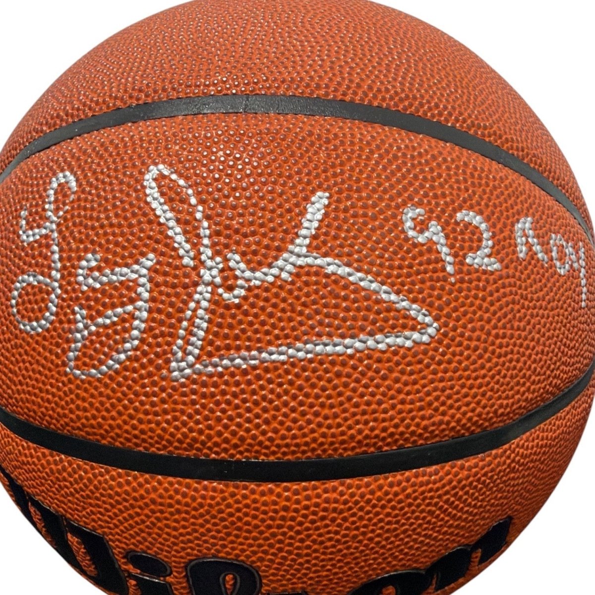 Larry Johnson Signed Autographed Wilson NBA Basketball w/ 92 ROY JSA Witness COA