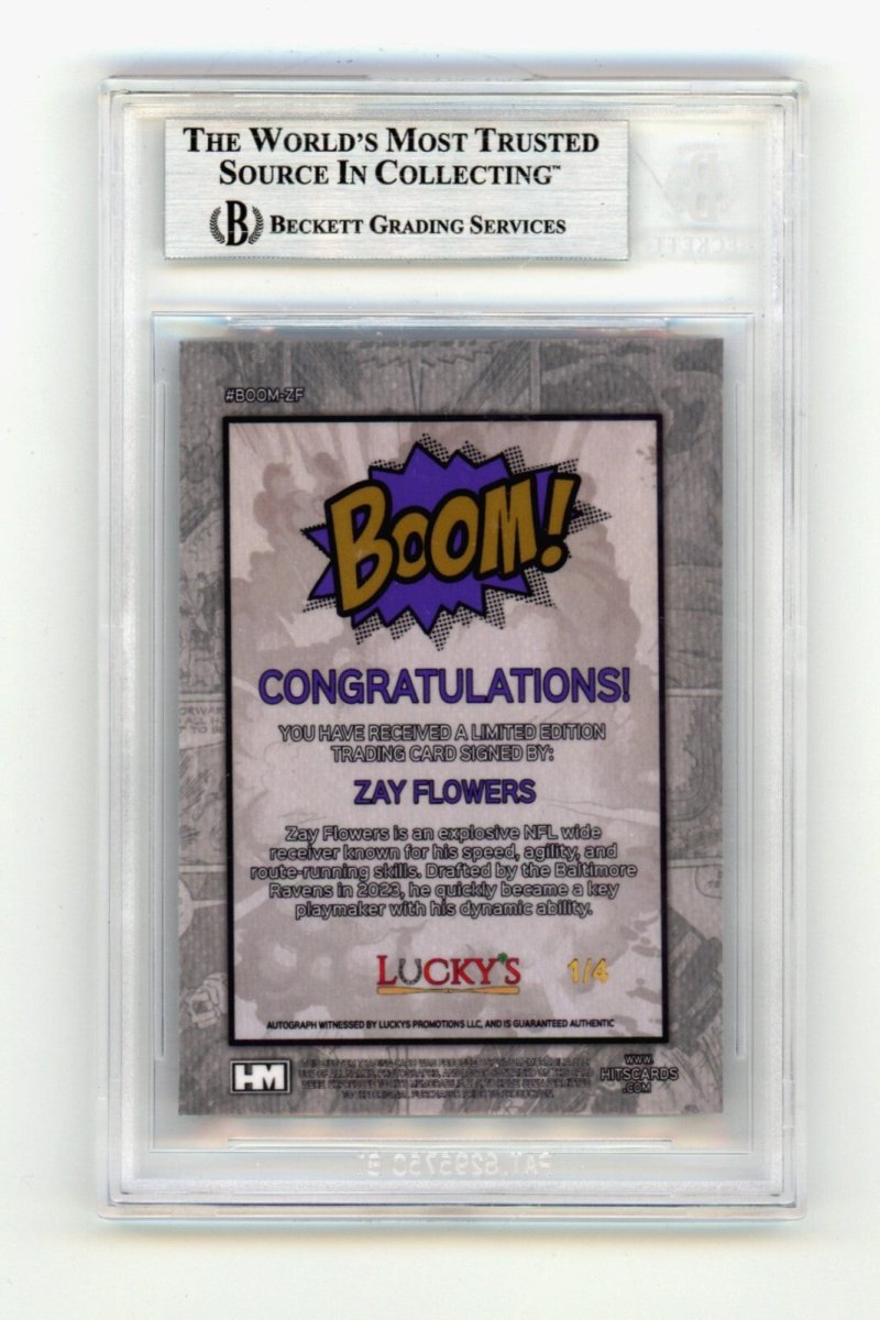 Zay Flowers 2024 Hits Memorabilia BOOM Purple /4 Signed BGS BAS Auto Ravens