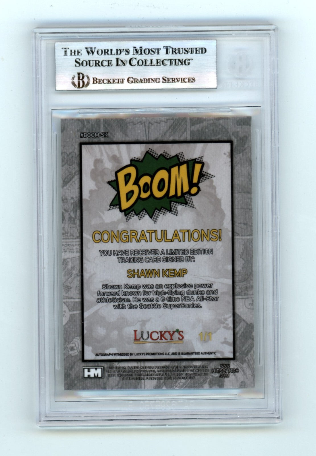 Shawn Kemp 2024 Hits Memorabilia BOOM Super #1/1 Signed BGS BAS Auto Sonics