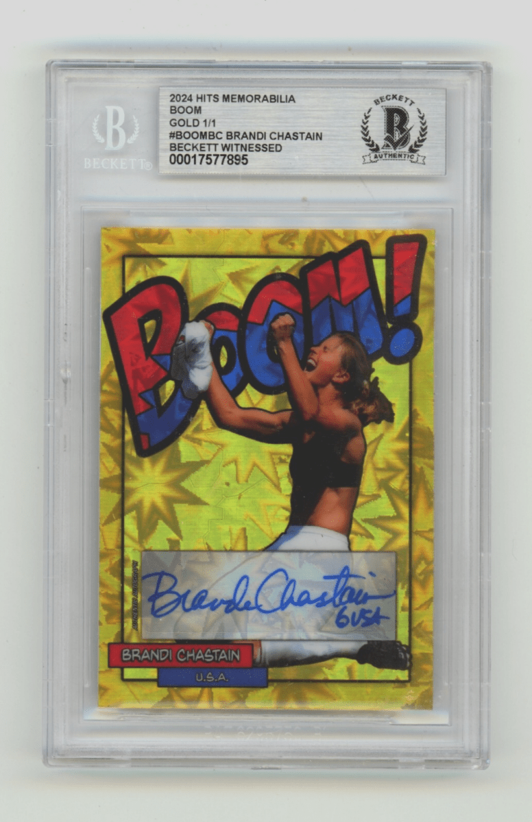 Brandi Chastain 2024 Hits Memorabilia BOOM Gold 1/1 Signed USA BGS BAS Auto