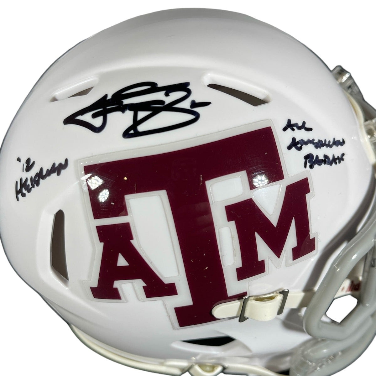 Johnny Manziel Signed Texas A&amp;M Speed Mini Helmet w/ 2 Insc Beckett Wit BAS COA