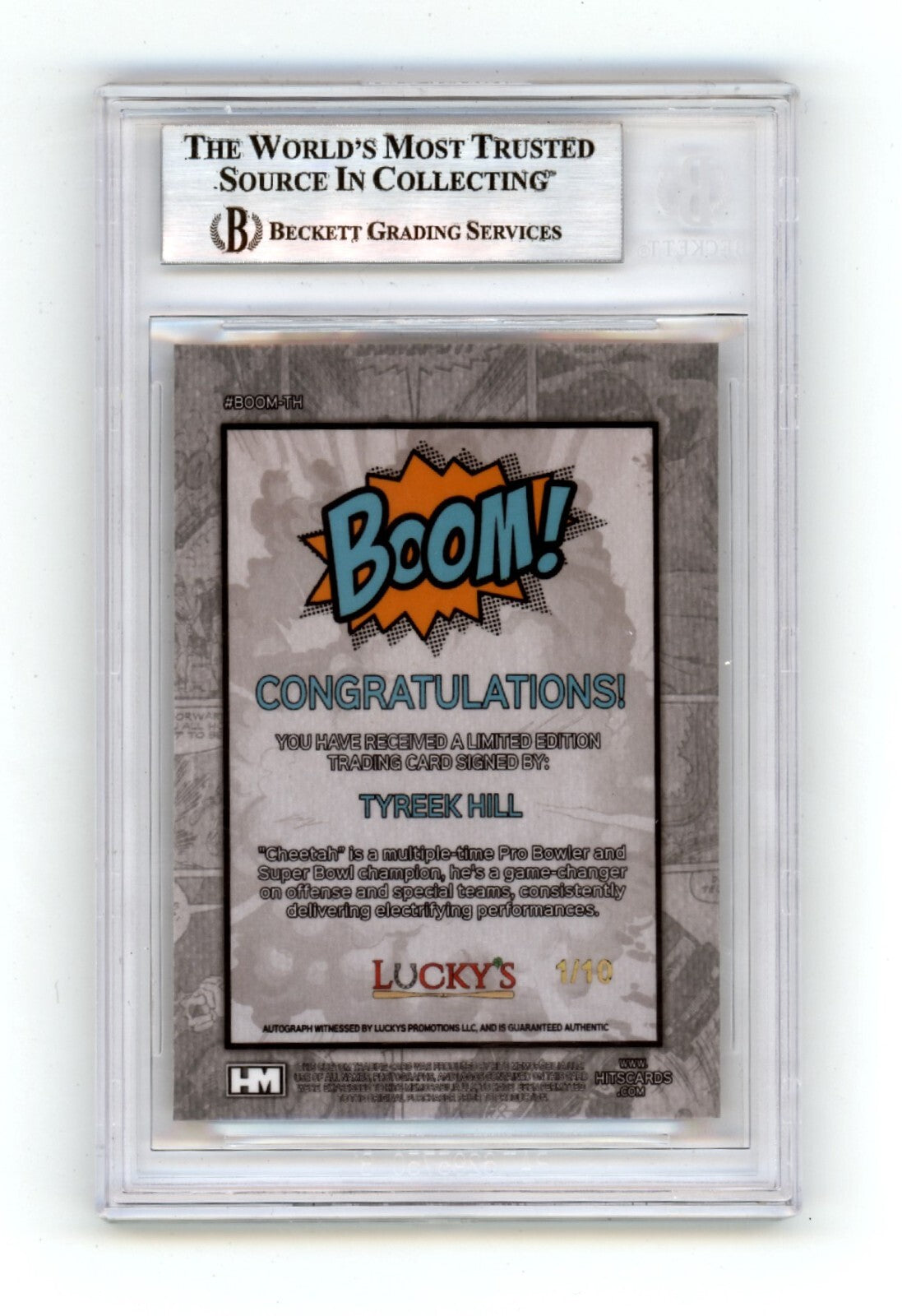 Tyreek Hill 2024 Hits Memorabilia BOOM Gold #/10 Signed BGS BAS Auto Dolphins