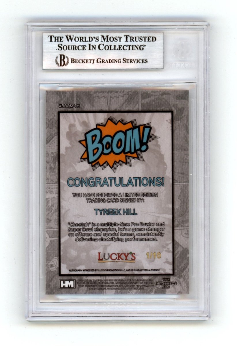Tyreek Hill 2024 Hits Memorabilia BOOM Gold #/10 Signed BGS BAS Auto Dolphins
