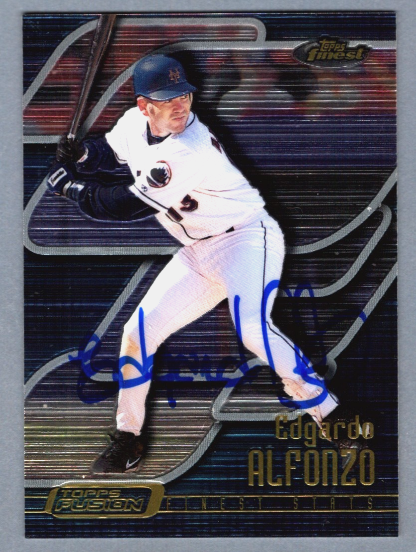 Edgardo Alfonzo Signed Autographed 2001 Topps Finest #62 LSCM COA New York Mets