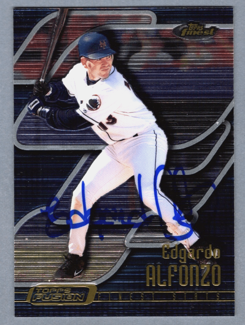 Edgardo Alfonzo Signed Autographed 2001 Topps Finest #62 LSCM COA New York Mets