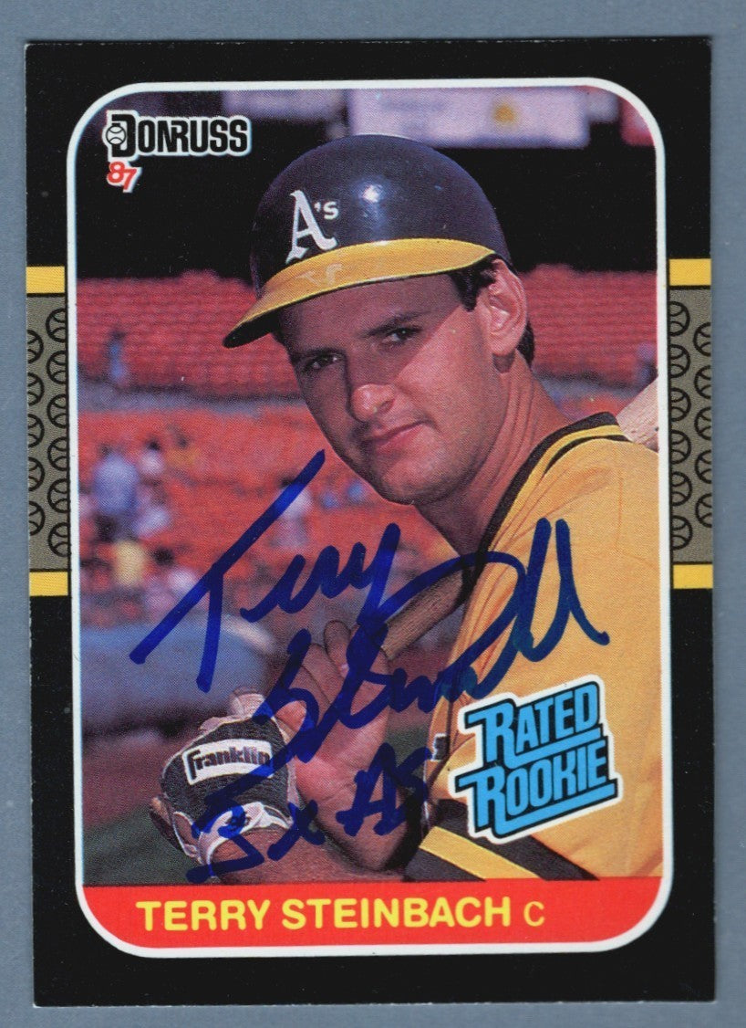 Terry Steinbach Signed 1987 Donruss #34 Rookie RC w/ 3 AS Insc Auto LSCM COA A's