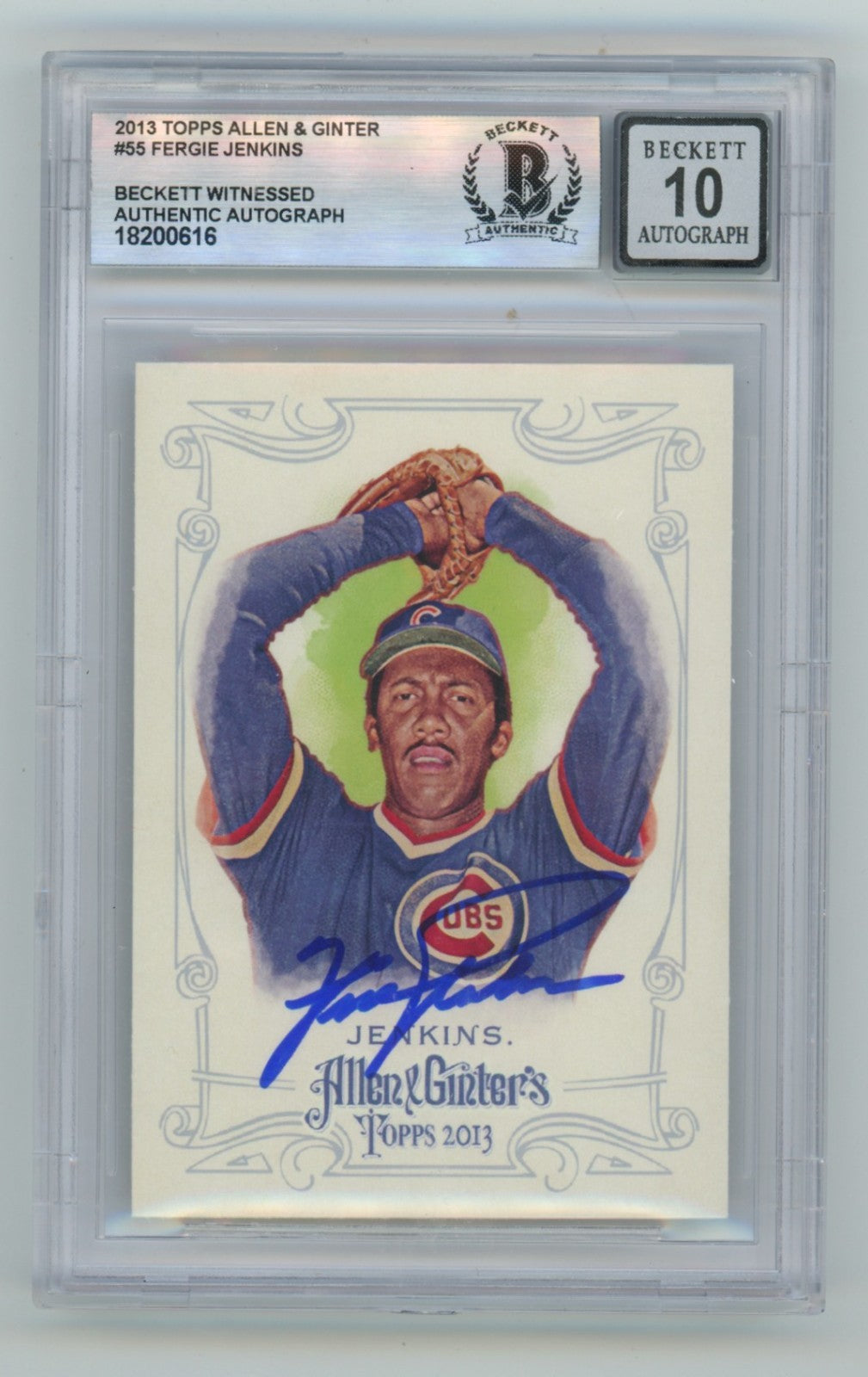 Fergie Jenkins 2013 Topps Allen &amp; Ginter #55 Signed Beckett BGS 10 Auto Cubs HOF