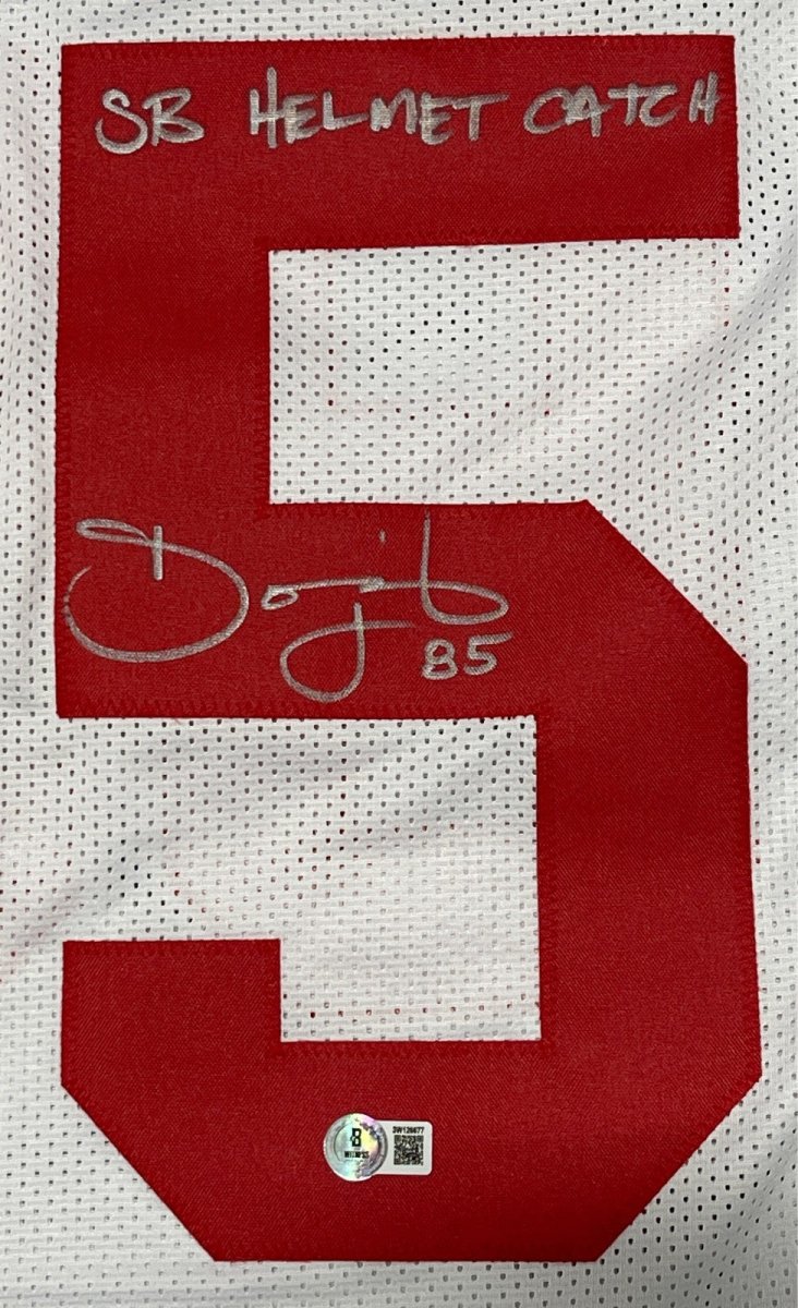 David Tyree Signed Giants Custom Jersey w/ SB Helmet Catch Beckett Wit BAS COA