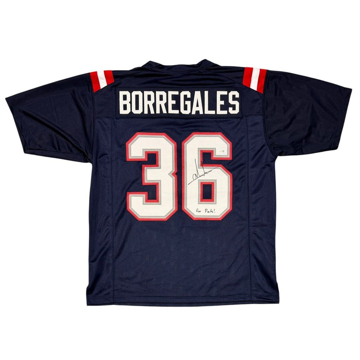 Andres Borregales Signed New England Patriots Custom Jersey w/ Go Pats JSA W COA