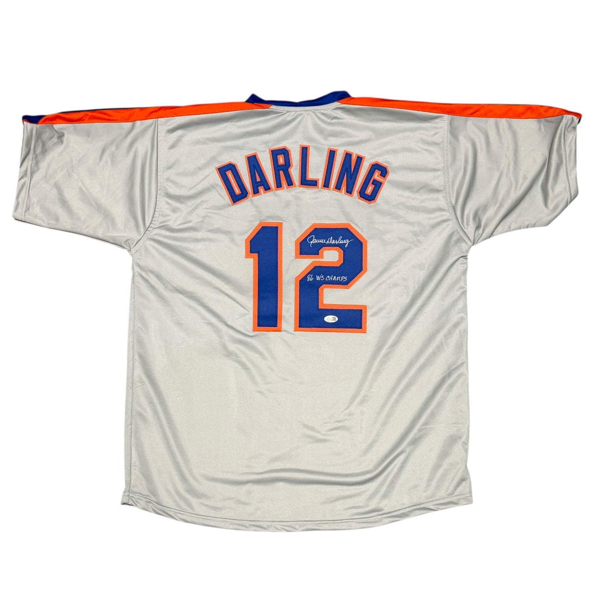 Ron Darling Signed New York Mets Custom Jersey w/ 86 WS Champs JSA Witness COA