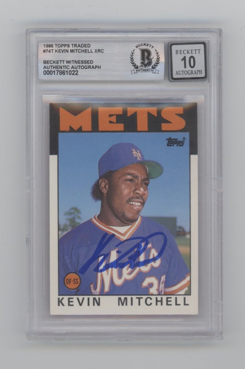 Kevin Mitchell 1986 Topps Traded #74T RC Signed Beckett BGS 10 Auto NY Mets