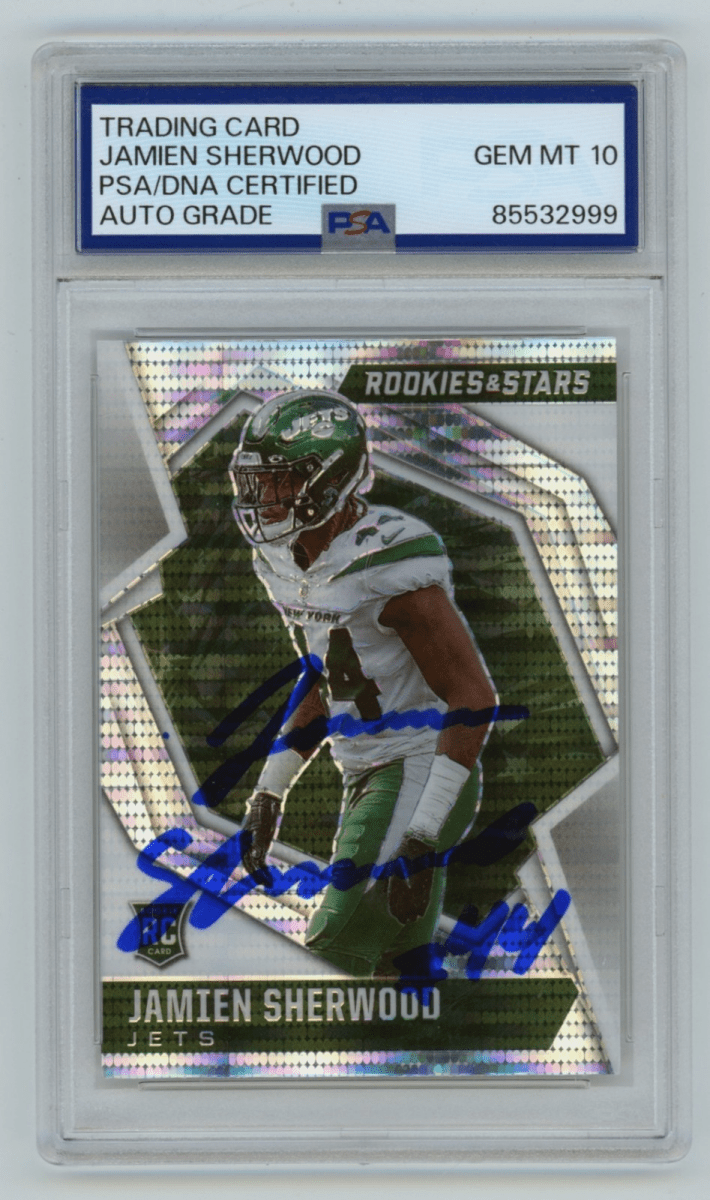 Jamien Sherwood 2021 Rookies & Stars #186 Pulsar Prizm RC Signed PSA 10 Auto