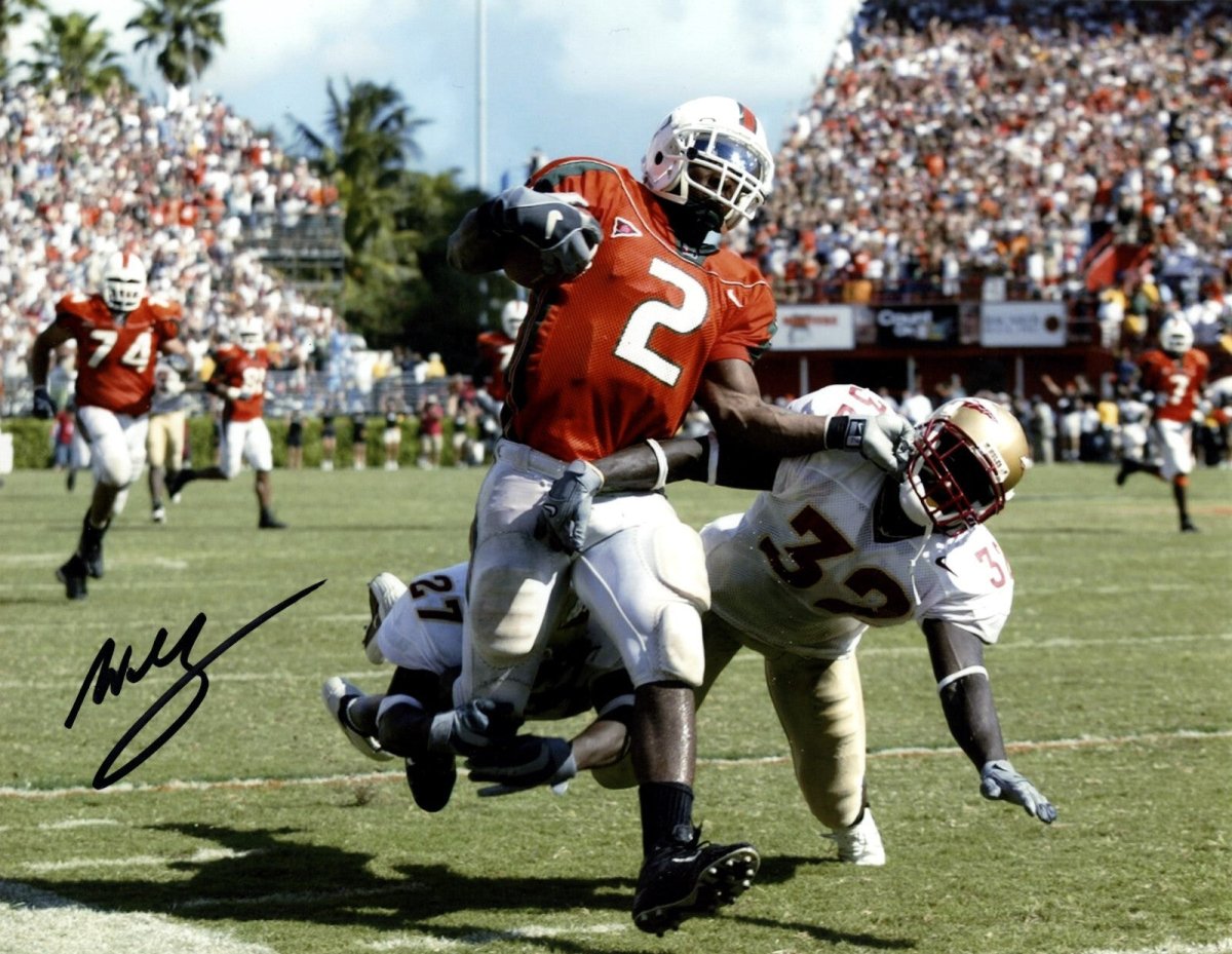 Willis McGahee Signed Autographed Miami Hurricanes 8x10 Photo LSCM COA #4