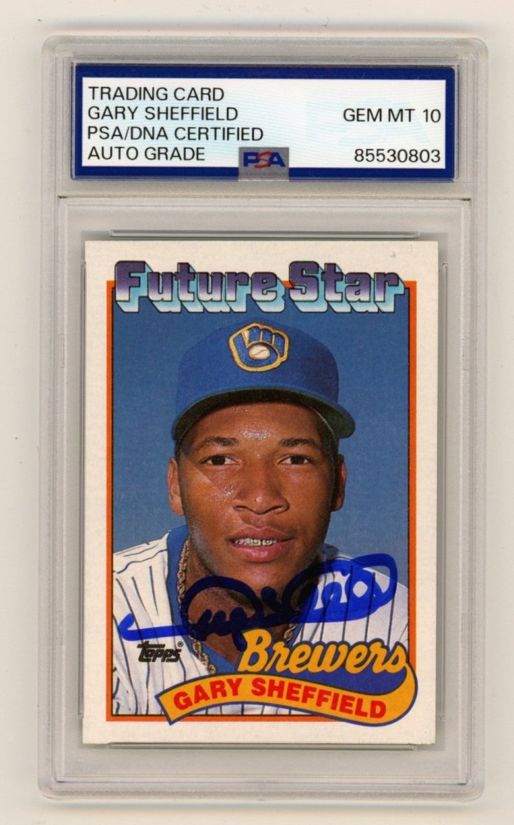 Gary Sheffield 1989 Topps #343 Future Star Signed Rookie RC PSA 10 Auto Brewers