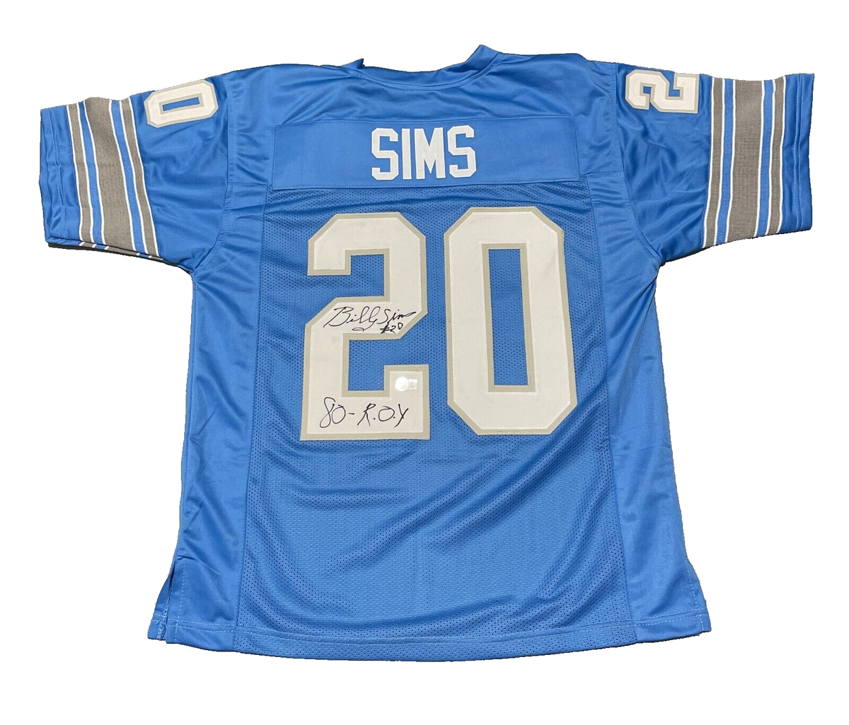 Billy Sims Signed Detroit Lions Custom Jersey w/ 80 ROY Beckett Witness BAS COA